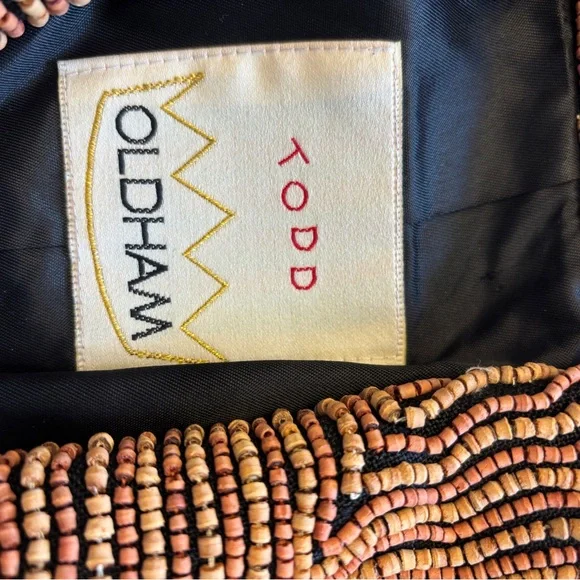 Todd Oldham vintage Black Jacket with brown Beaded Swirls medium collectable - Picture 6 of 16